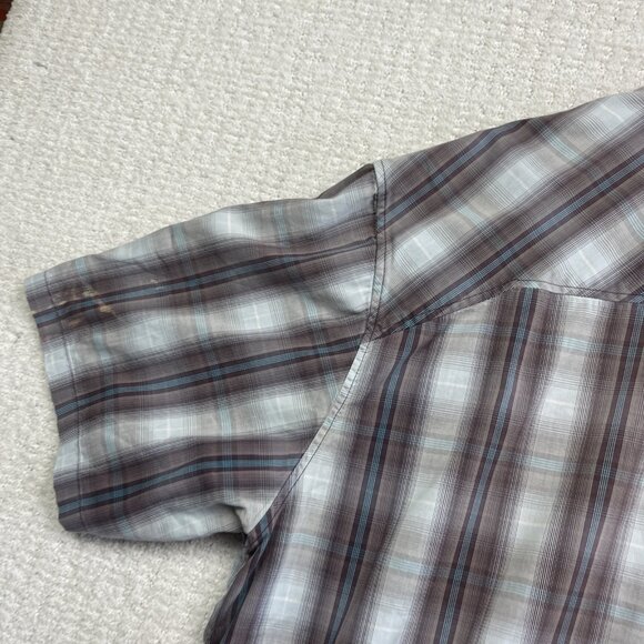 ARC’TERYX Brohm Shirt Men Blue / Burgundy Plaid Short Sleeve Button Up XL READ** - Picture 14 of 16